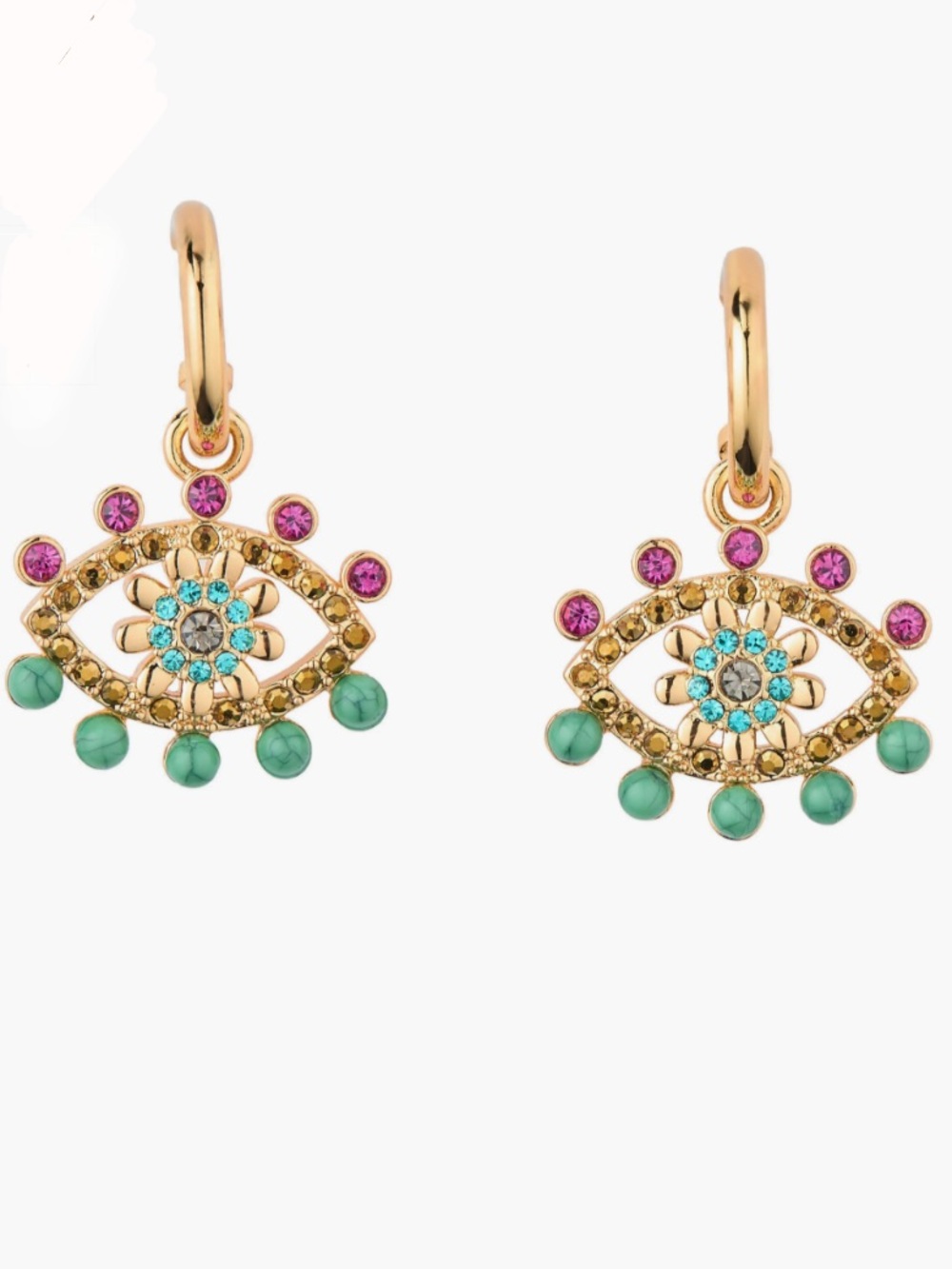 Kurt Geiger Beaded Evil Eye Drop Huggie Earrings